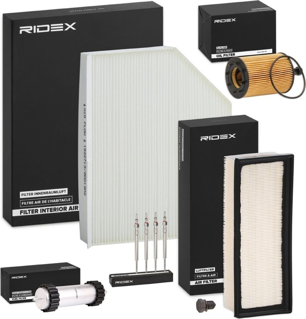 RIDEX Inspektionspaket Filterset für AUDI A4 Avant (8K5, B8) Q5 (8RB) A5 Sportback (8TA) A4 Limousine (8K2, B8) A5 Coupe (8T3) A4 Allroad (8KH, B8)