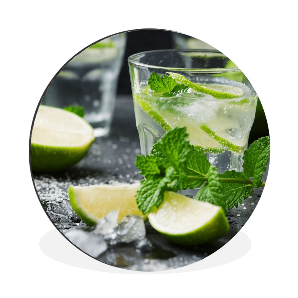 MuchoWow Aluminium Wandkreis Getränk - Weinglas - Obst Ø 30 cm Wanddeko Modern Wohnzimmer - Wand Bild - Wohnzimmer - Runde Bilder - Alubilder -...