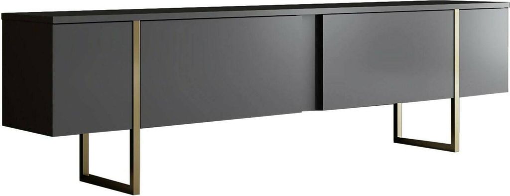 Fernsehschrank Centaurus, Ständer für Wohnzimmerfernseher, Niedriges Wohnzimmer-Sideboard, TV-Ständerbasis, 180x30h50 cm, Anthrazit und Gold