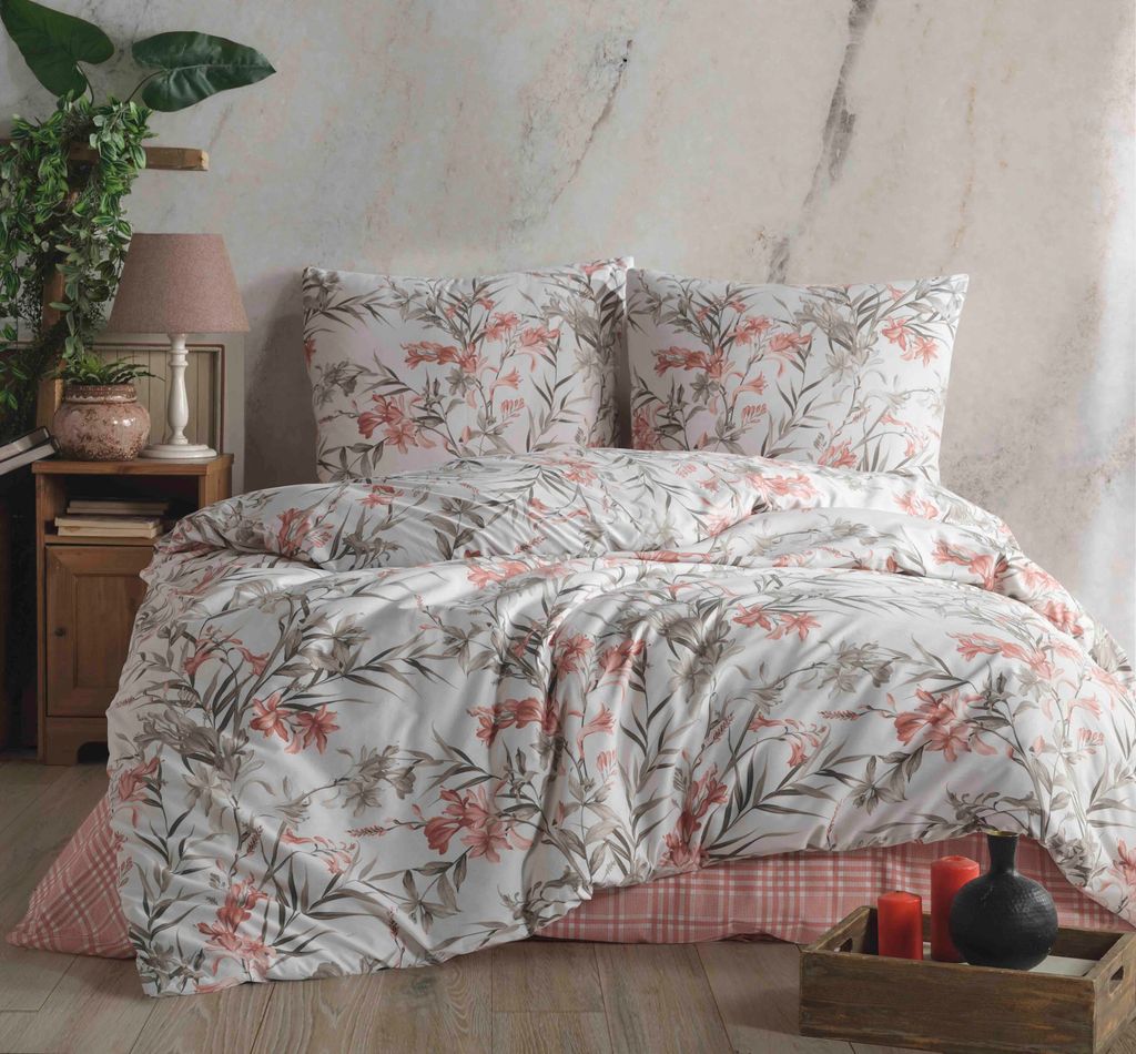 Bettwäsche 155x220 cm. bunt 2 teilig set 100% Baumwolle/Renforcé, Aprila