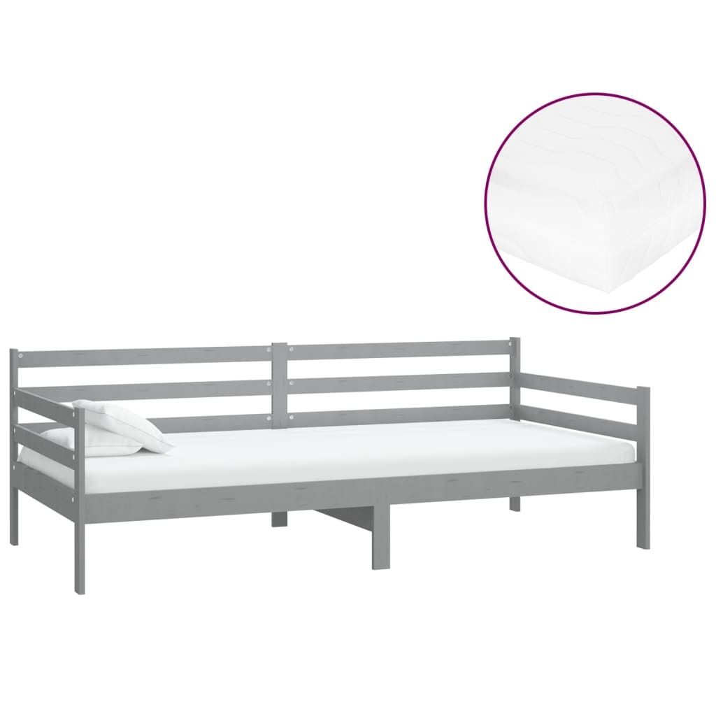 "SALE 2026"Tagesbett - Einzelbett/Jugendbett mit Lattenrost - mit Matratze 90x200cm Grau Kiefer Massivholz - Klassische Betten DEMöbel900510