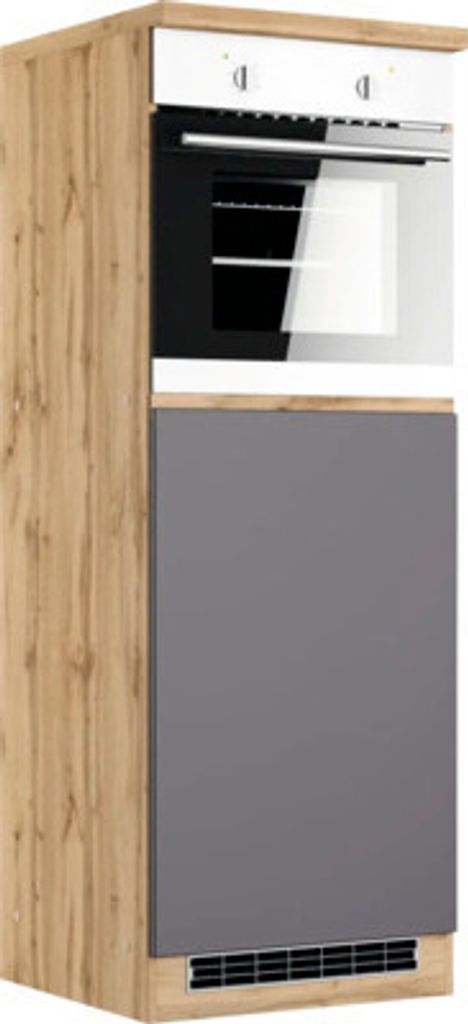 Held Möbel Backofen/Kühlumbauschrank für 88er Einbaukühlschrank PISA BxTxH 60 x 60 x 166 cm grau matt zerlegt Anschlag r