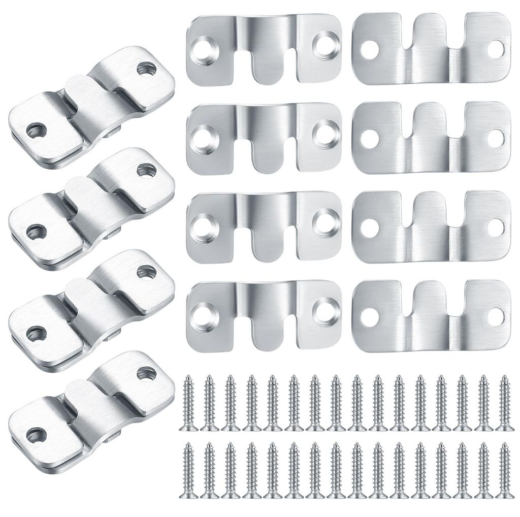 16 ineinandergreifende, robuste Bilderrahmenhaken aus Edelstahl, verdeckte Halterung zur Wandmontage von Fotospiegeln – 44 x 19 mm