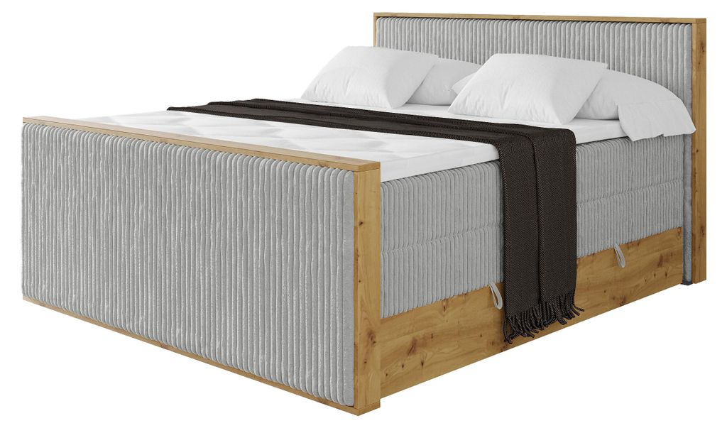 ALTDECOR BOXSPRINGBETT mit 2xBettkasten und Lattenrost, Topper, Boxbett, Polsterbett mit Bettkasten mit Stauraum und Kopfteil mit Matratze H3/H4 - ...
