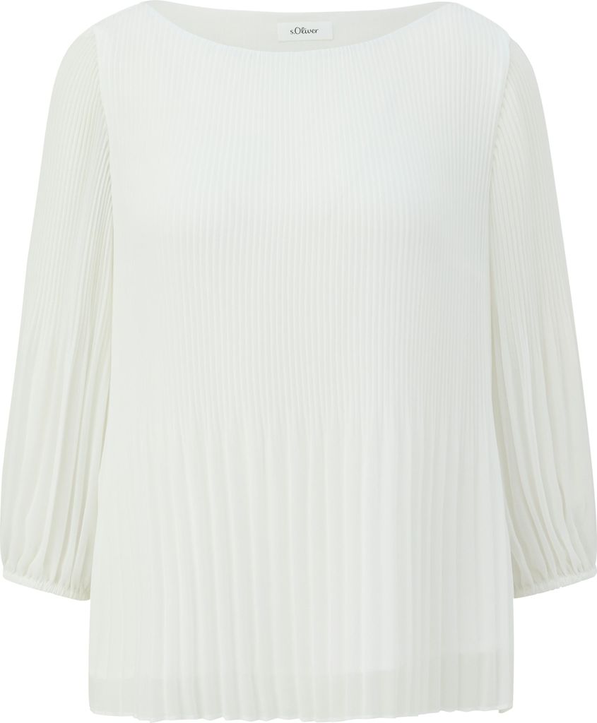 s.Oliver Chiffon Bluse Regular Fit 3/4-Ärmel Rundhalsausschnitt Business-Look