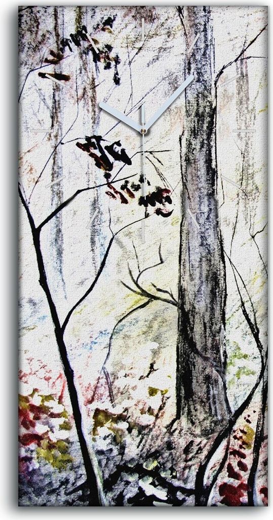 Leinwand Wanduhr Wandkunst Uhr 30x60 Malerei Abstrakte Wald Produktbild 
