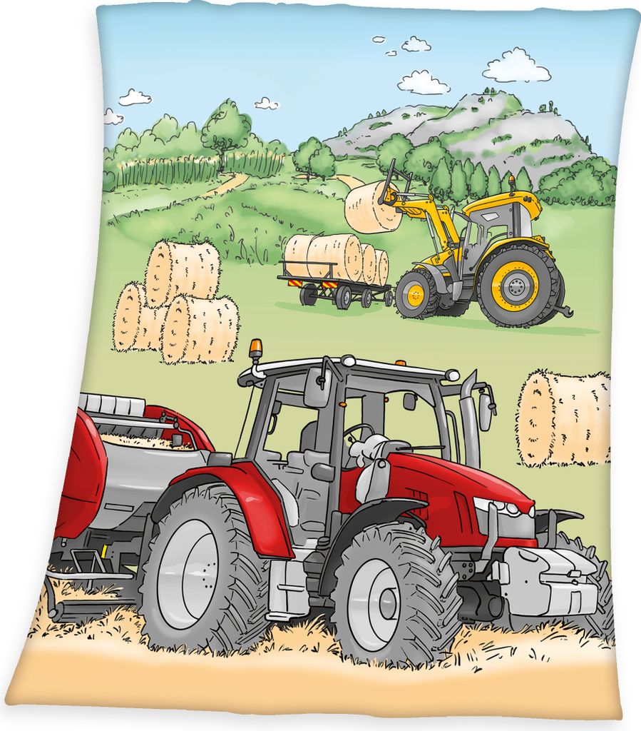 Traktor Fleecedecke / 130x160 cm Produktbild 