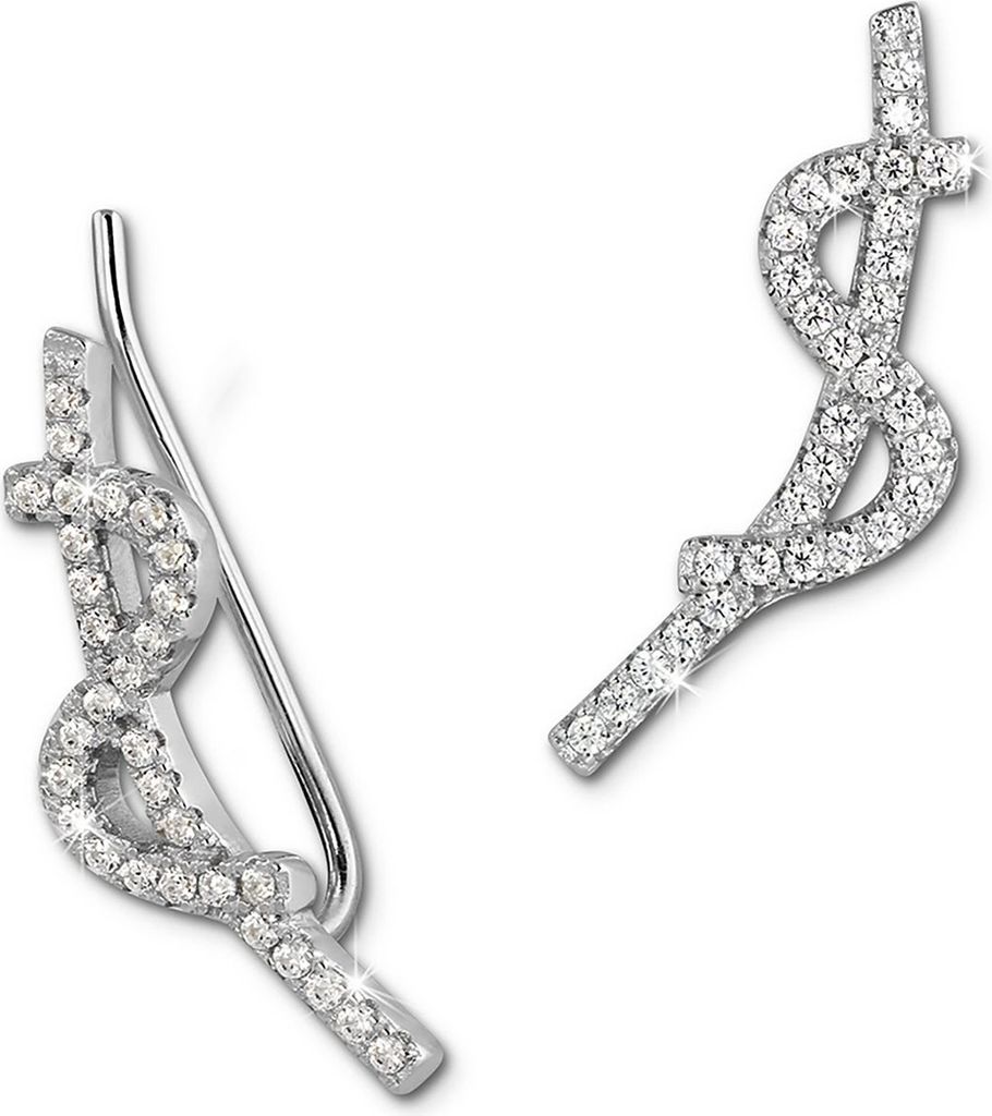 SilberDream weiß Ohrringe Ear Cuff Wave Zirkonia 925 Silber Ohrklemmen GSO451W