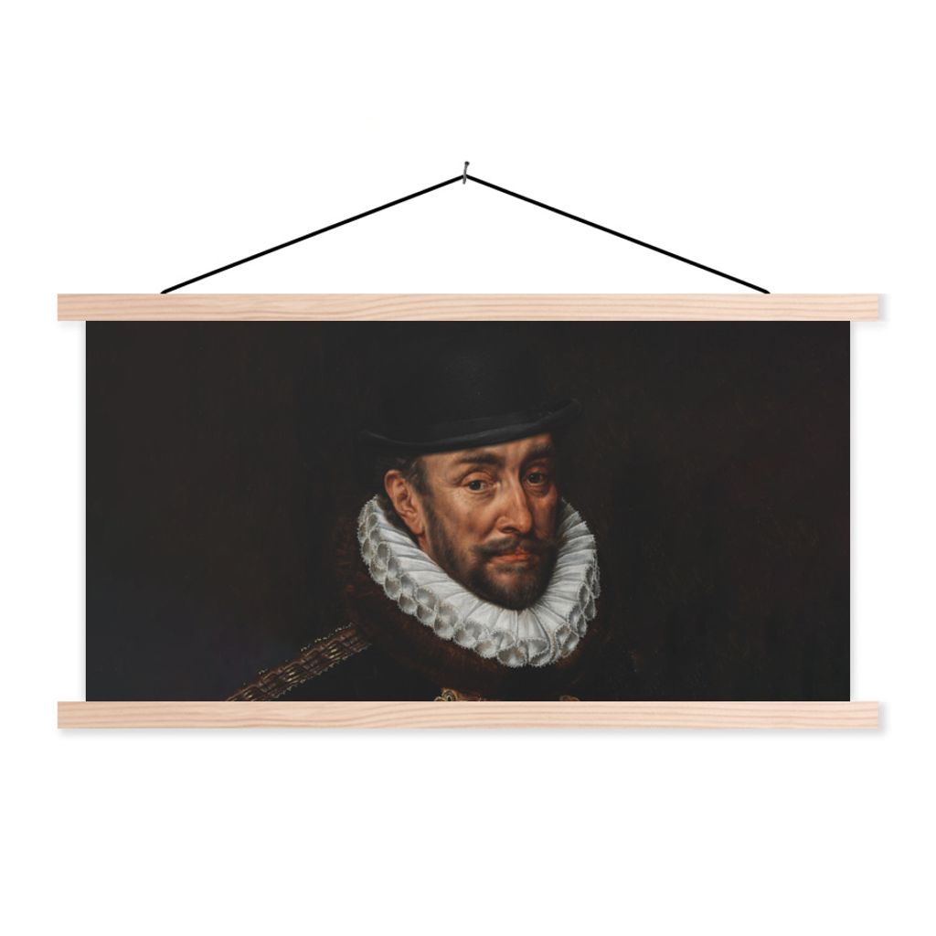 MuchoWow Textilposter Wilhelm von Oranien - Alte Meister - Kunst 60x30 cm mit holzfarbenen Rahmen - Dekoration