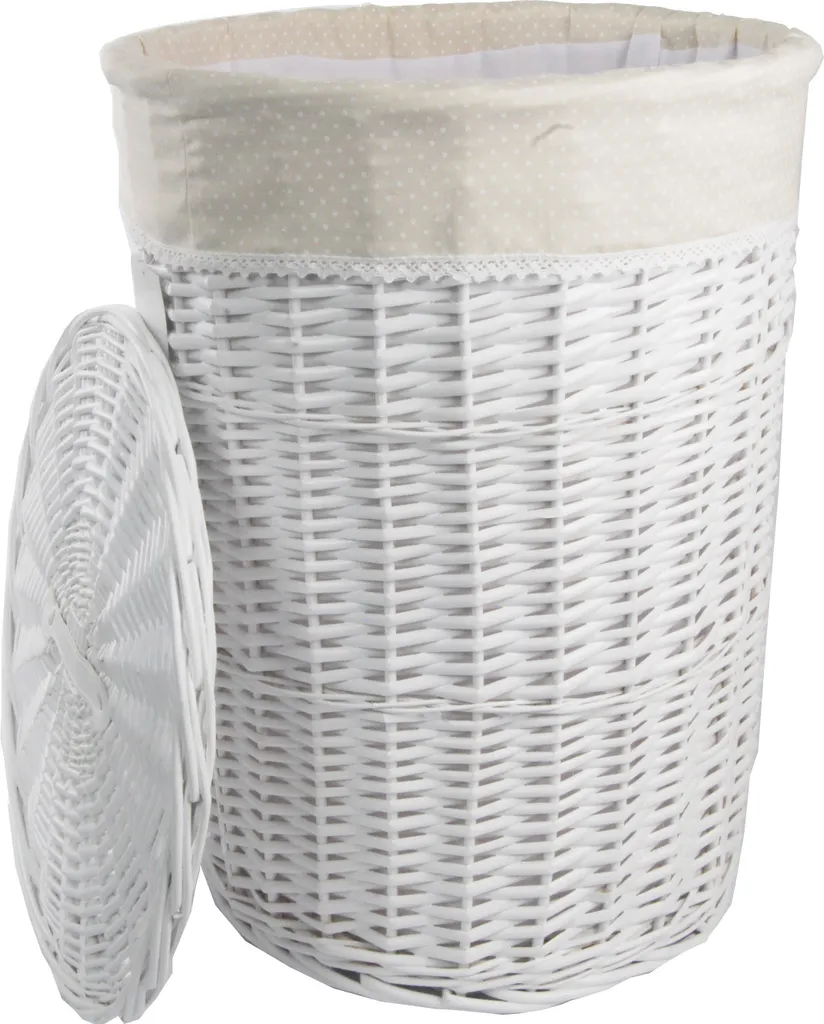 Fini le Linge Dispersé avec ce Panier 96L en Osier Blanc et son Couvercle