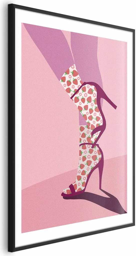 Quadro Pop Fragole 40x60 cm Cornice Nera - Home Decor Contemporaneo