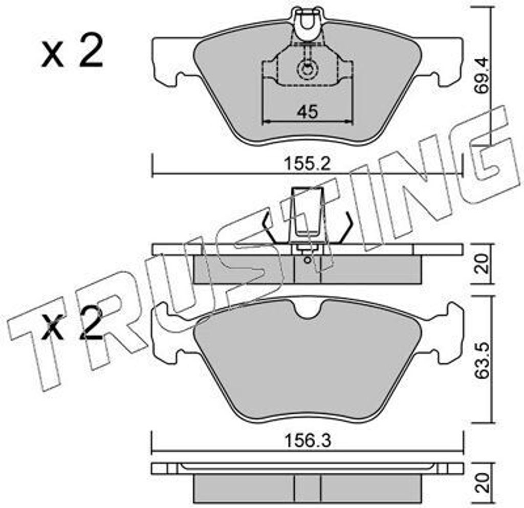 TRUSTING Bremsbeläge Satz Vorne Bremsklötze passend für MERCEDES-BENZ SLK (R170) 261.0