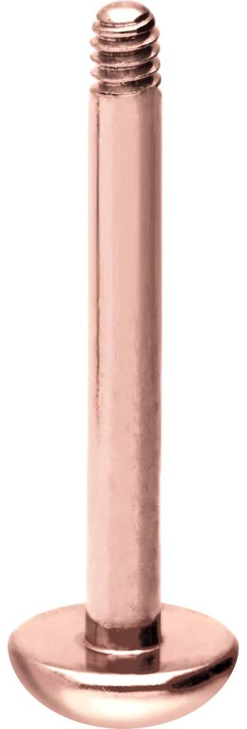 Ohrpiercing, Nasenpiercing Titan Labret ohne Kugel ABGERUNDETE PLATTE RoséGold Stablänge: 9mm