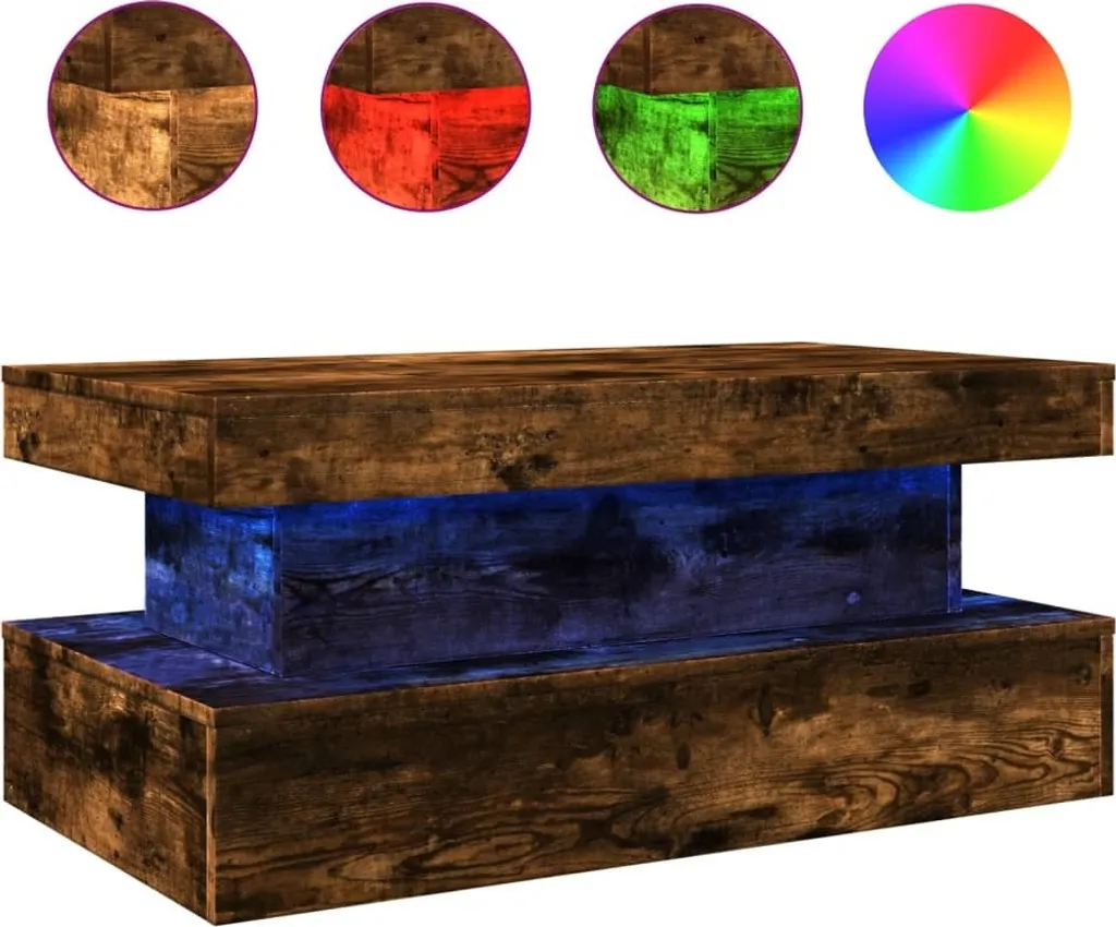 Tavolino Design Rovere Fumé LED - Complemento d'Arredo Luxury 90 cm