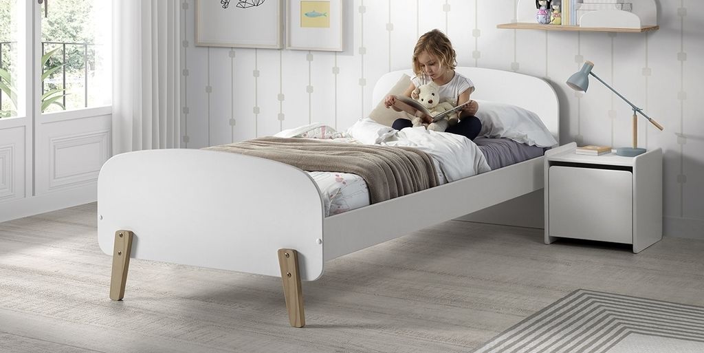 Vipack Kiddy Set best. aus Einzelbett 90x200 cm, mit Lattenrost, Nachtkonsole und Spielkiste, Ausf. MDF weiß lackiert