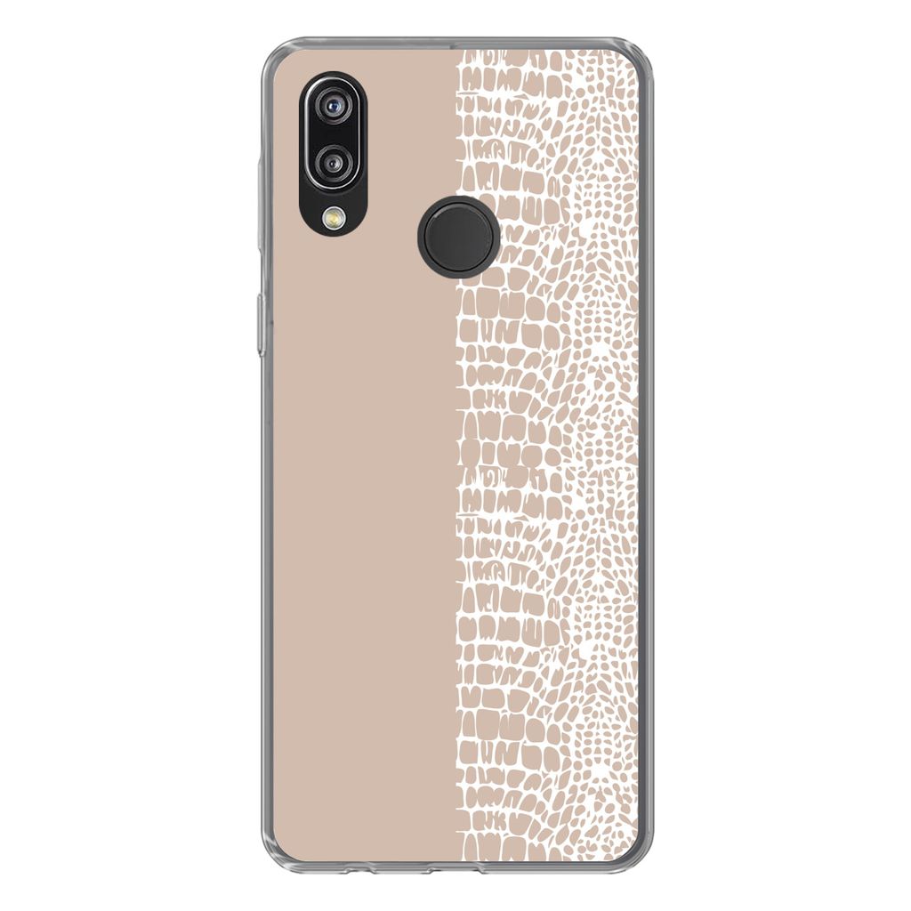 MuchoWow Handyhülle Schutzhülle Hülle für Huawei P20 Lite (2020) Schlange - Design - Rosa Silikon Softcase Handy Hülle - Kartenhalter