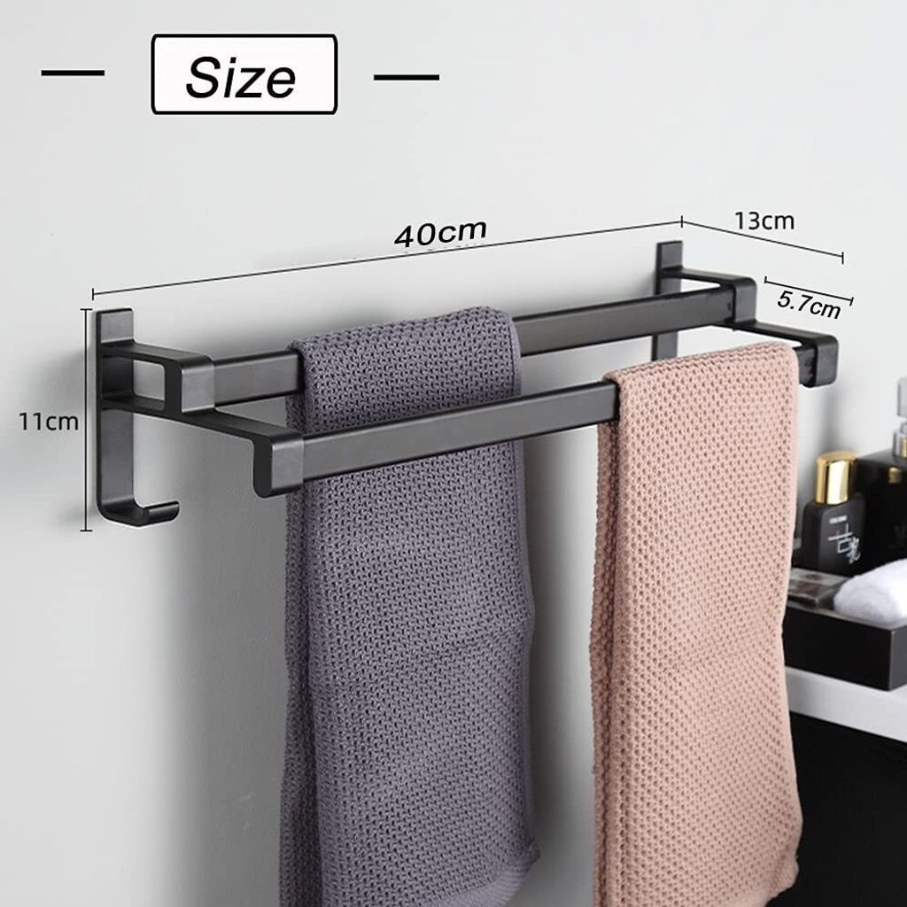 Badezimmer Handtuchhalter, Handtuchregal Schwarz Matt Produktbild 4
