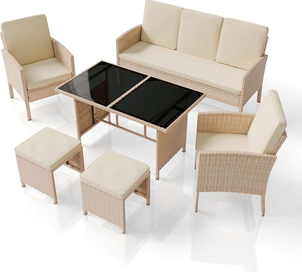 Juskys Polyrattan Gartenmöbel Sitzgruppe Turin Set 6 teilig Produktbild 