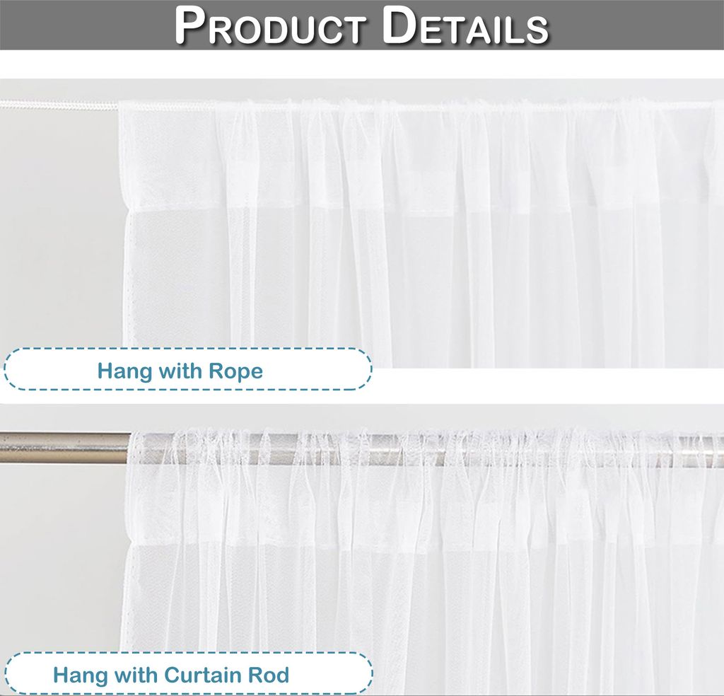 2er-Set 160x305cm Outdoor-Vorhang,Taschenstange Produktbild 4