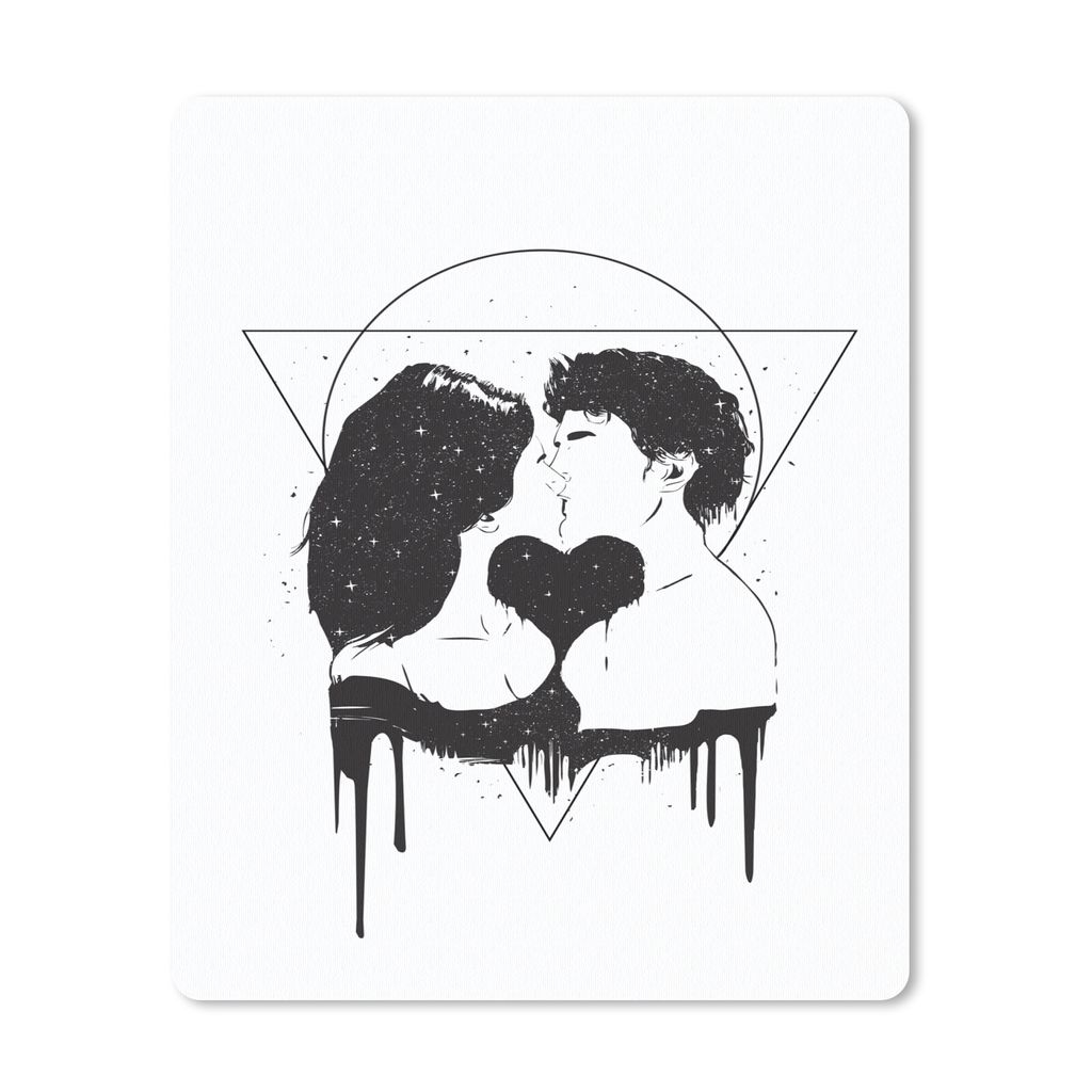 MuchoWow Mauspad Mousepad Liebe - Kuss - Formen - Weiß 19x23 cm - Mousepads - Maus Mat - Pad - Mausunterlage - Mauspads - Spielen