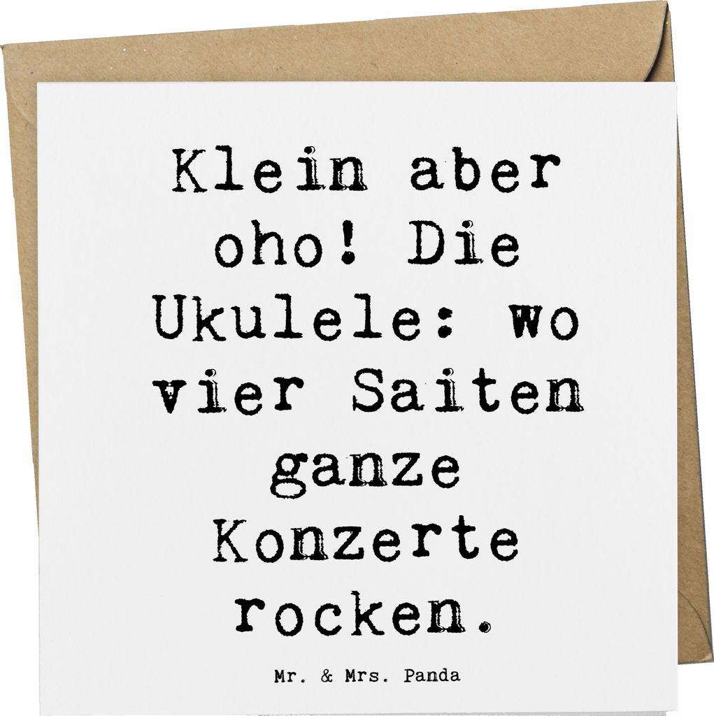 Mr. & Mrs. Panda Grußkarte Spruch Ukulele Magie - Weiß - Geschenk, anlasskarte, Musikinstrument, Musik, Saiteninstrument, Lernen, Musiker, Klappk...