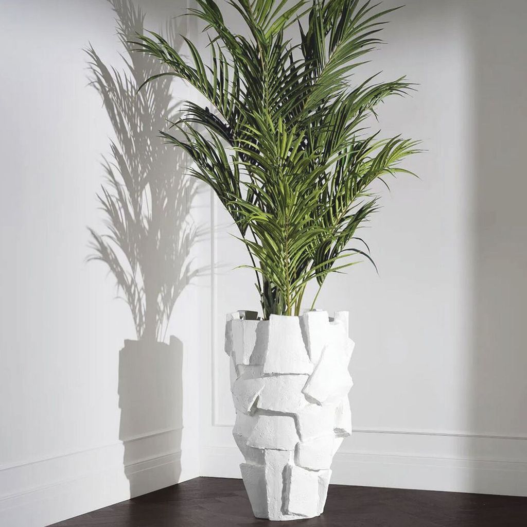 Casa Padrino Luxus Fiberglas Blumentopf Matt Weiß H. 106,5 cm - Luxus Qualität