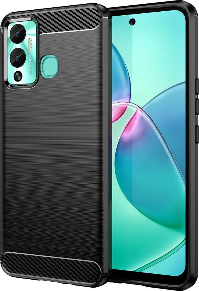 Carbon Case Hülle für Infinix Hot 12 Play NFC / Hot 12 Play Flexibles Silikon Carbon Case Schwarz