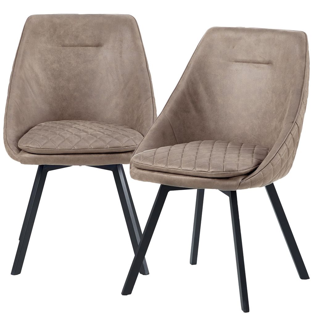 Essstuhl Drehstuhl Esszimmerstuhl Designstühle Kunstlederbezug in Antik Optik Küchenstuhl , Farbe:Taupe;Menge:2 St.