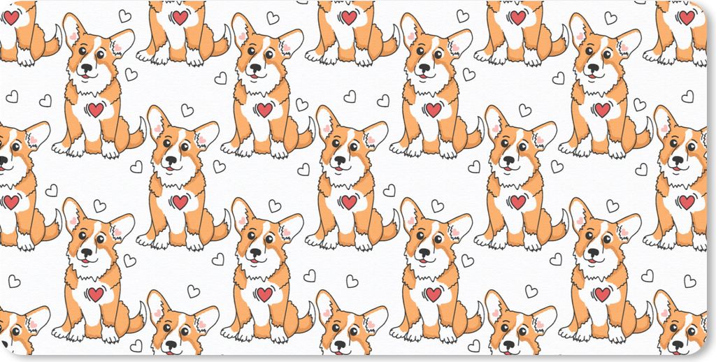 MuchoWow Schreibtischunterlage Hund - Herz - Junge 80x40 cm - XXL Mauspad - Gaming Mauspad