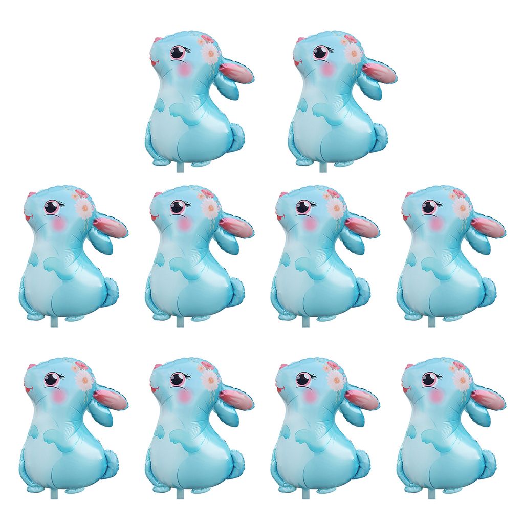 10pcs Osterballon Metall Glossy Aluminium Film Cartoon Kaninchen Folien Ballon Festival Party Dekoration Wohnkultur-Blau