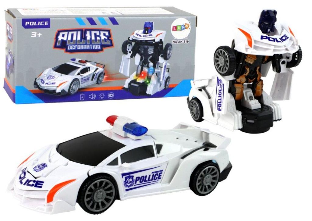 Samochód-Robot Policja Biały 2w1 Transformacja Zdjęcie produktu 