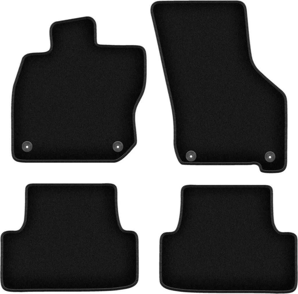 Tappetini in velluto per Volkswagen Golf VIII eTSI (2020-, alltrack, hatchback, station wagon, variant) neri, set 4 pz, con fissaggi