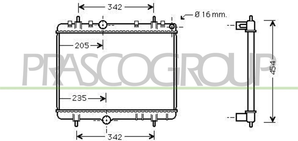 PRASCO CI424R015 Kühler Wasserkühler Motorkühler passend für PEUGEOT 308 SW I (4E, 4H) 307 CC (3B) 5008 (0U, 0E) 307 (3A/C) PARTNER Tepee 3008 ...