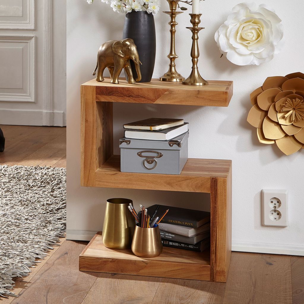 Table d'appoint FineBuy en bois massif d'acacia S Cube, 60 Image du produit 