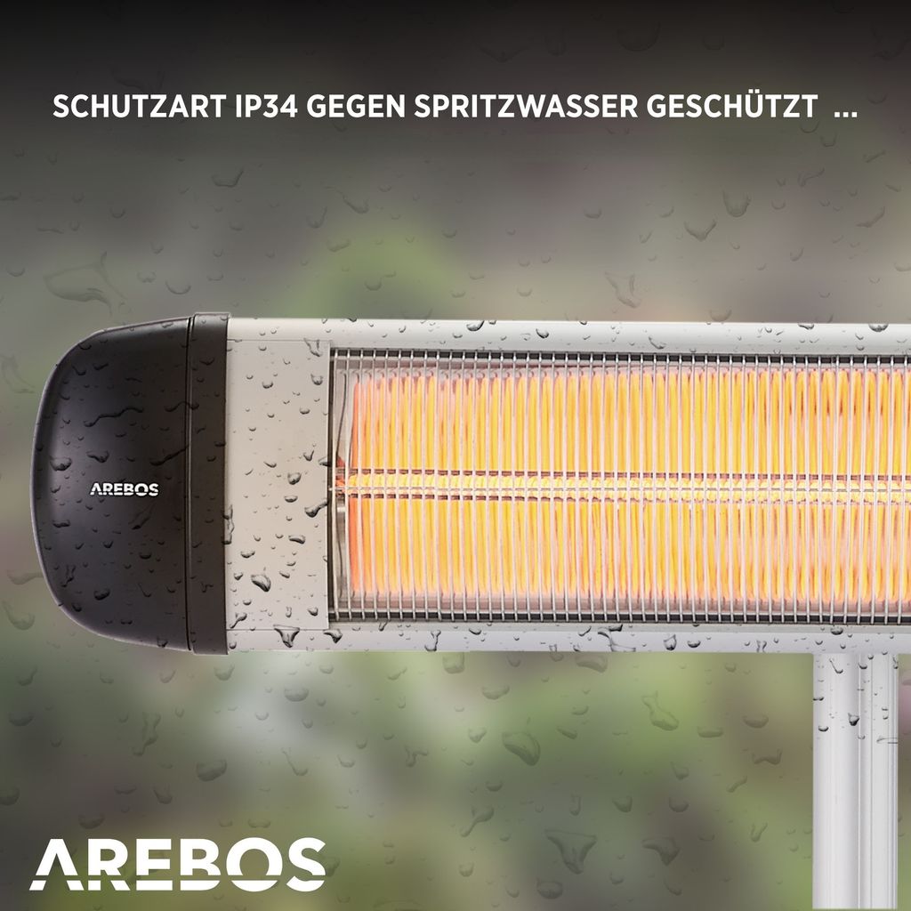 Promiennik podczerwieni AREBOS 2500 W, z pilotem zdalnego Zdjęcie produktu 4