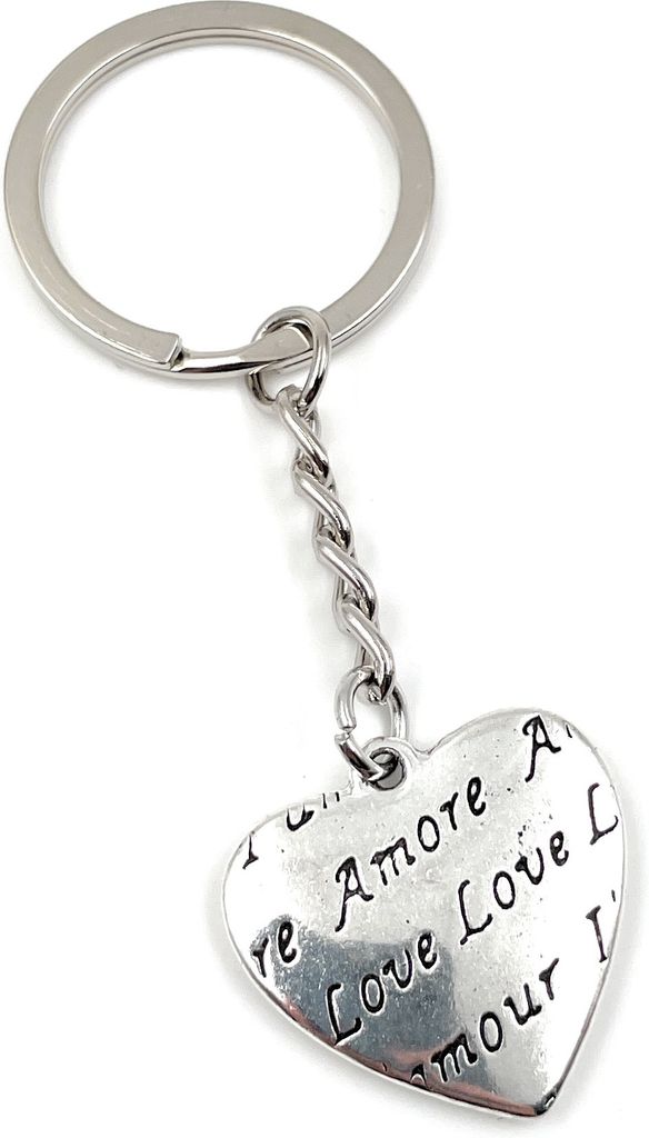 Onwomania Schlüsselanhänger - "Herz Amore Liebe" - Metall Glücksbringer ideal als Geschenk z.B. für den besten Freund, die beste Freundin, Mama