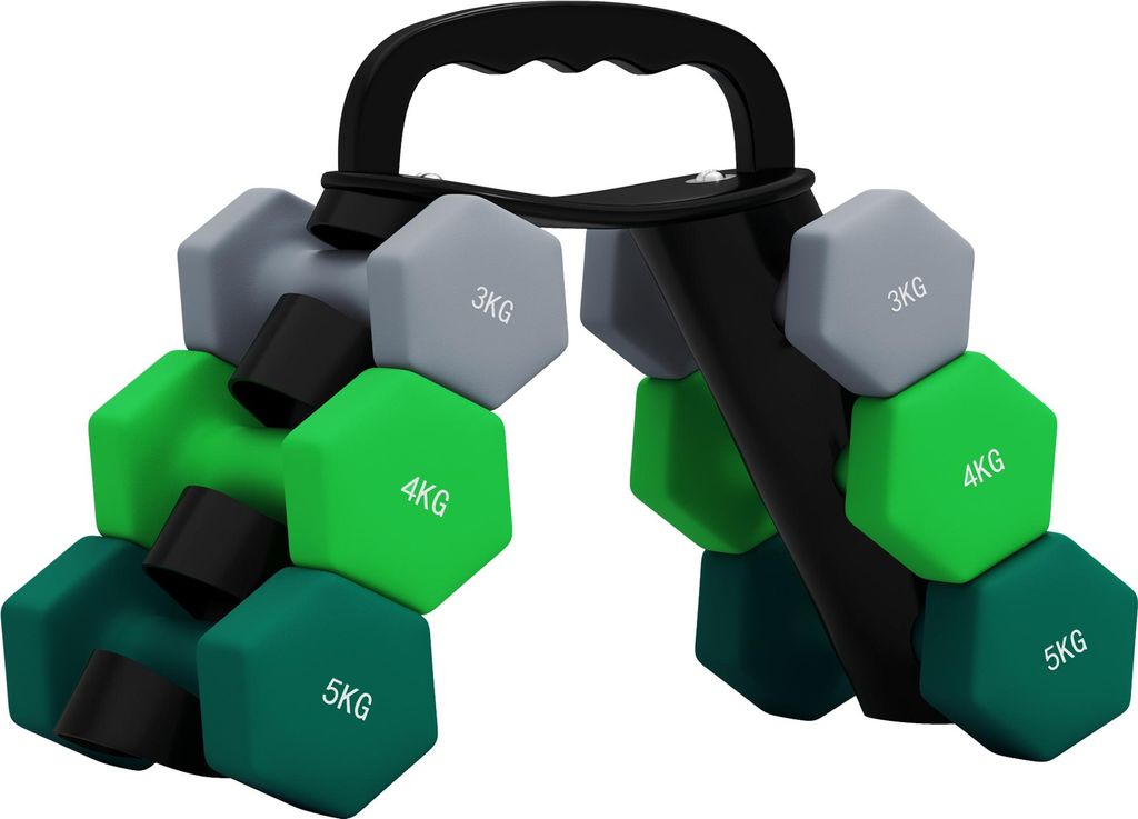 SPORTNOW 6er-Set Kurzhantel 2 x 3 kg, 2 x 4 kg, 2 x 5 kg, Produktbild 