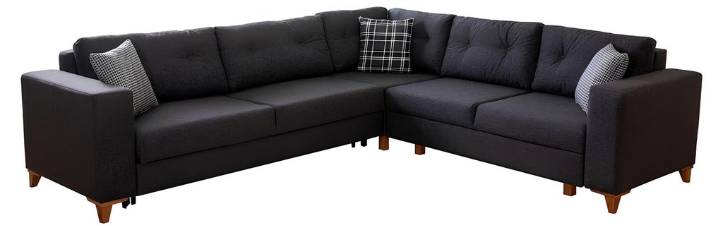 Graues Wohnzimmer L-Form Sofa Designer Stoffsofa Luxus Moderne Couch
