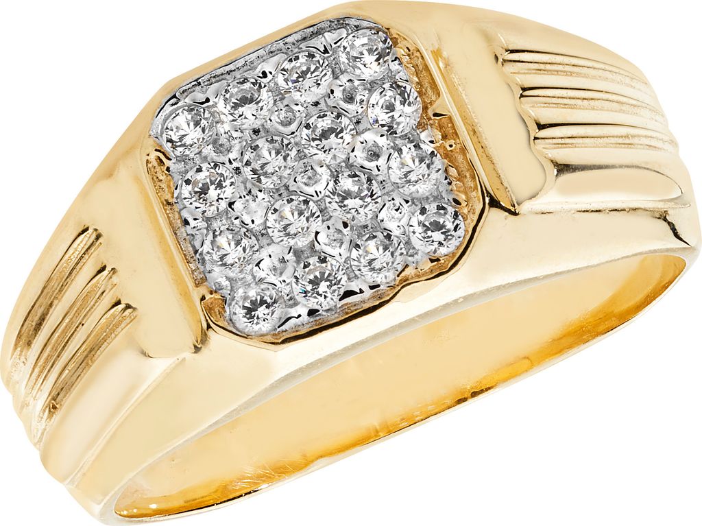 Moderner 9 Karat (375) Gold Herren - Ring mit Zirkonia (synth.), 60 (19.1); TRS18685RSS