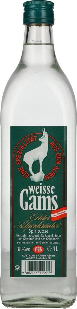 Weisse Gams Echter Alpenkräuter 38% Vol. 1l Produktbild 