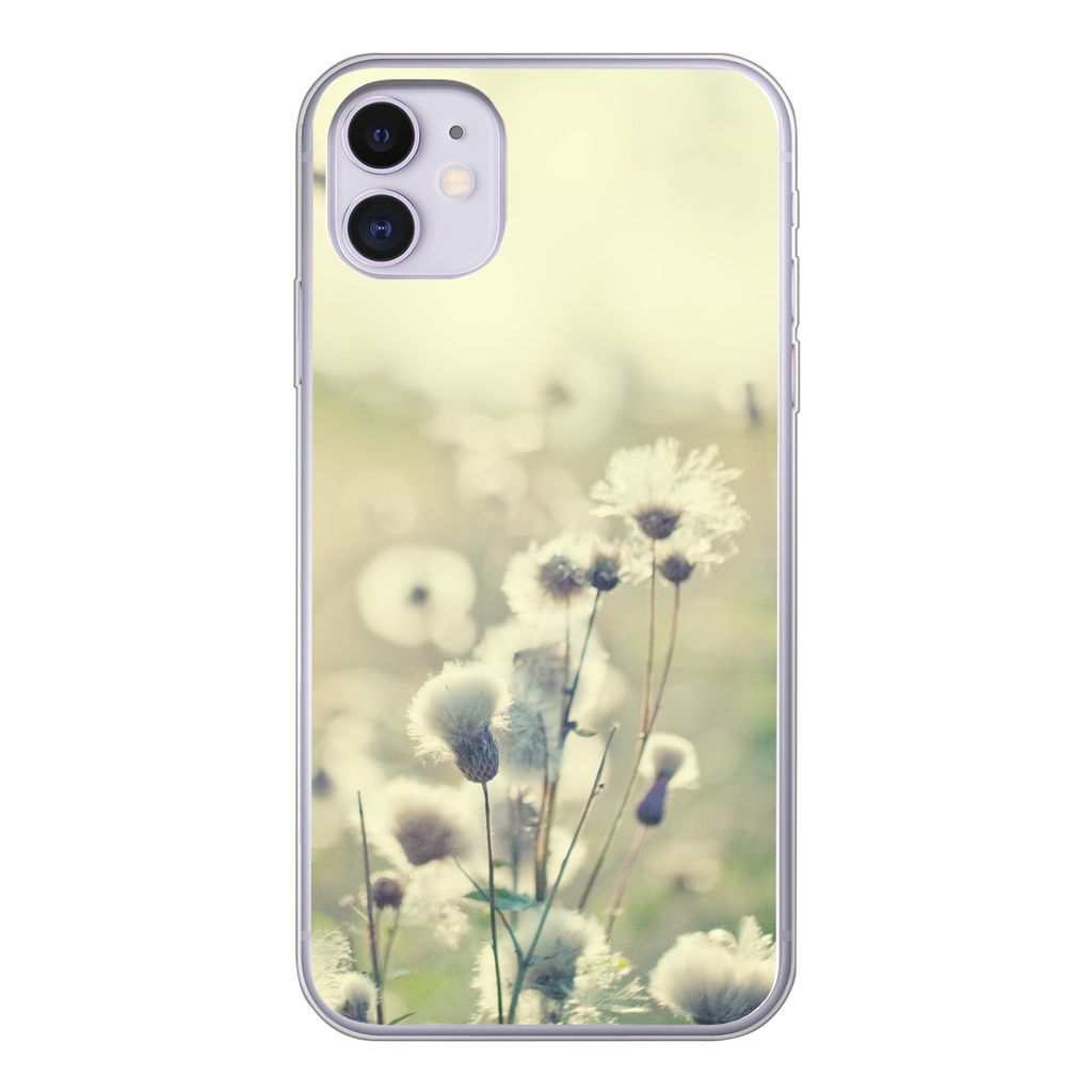 MuchoWow Handyhülle Schutzhülle Hülle für iPhone 11 Blumen - Feld - Weiß Silikon Softcase Handy Hülle - Handytasche