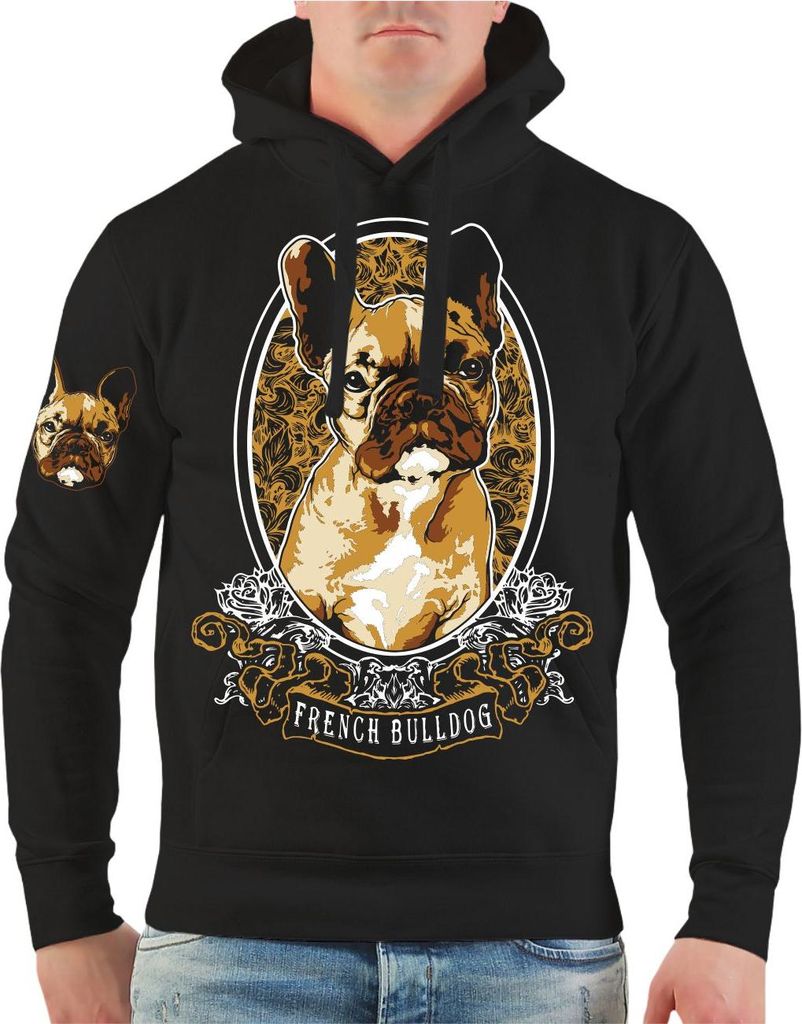 Herren Kapuzenpullover Französische Bulldogge Porträt