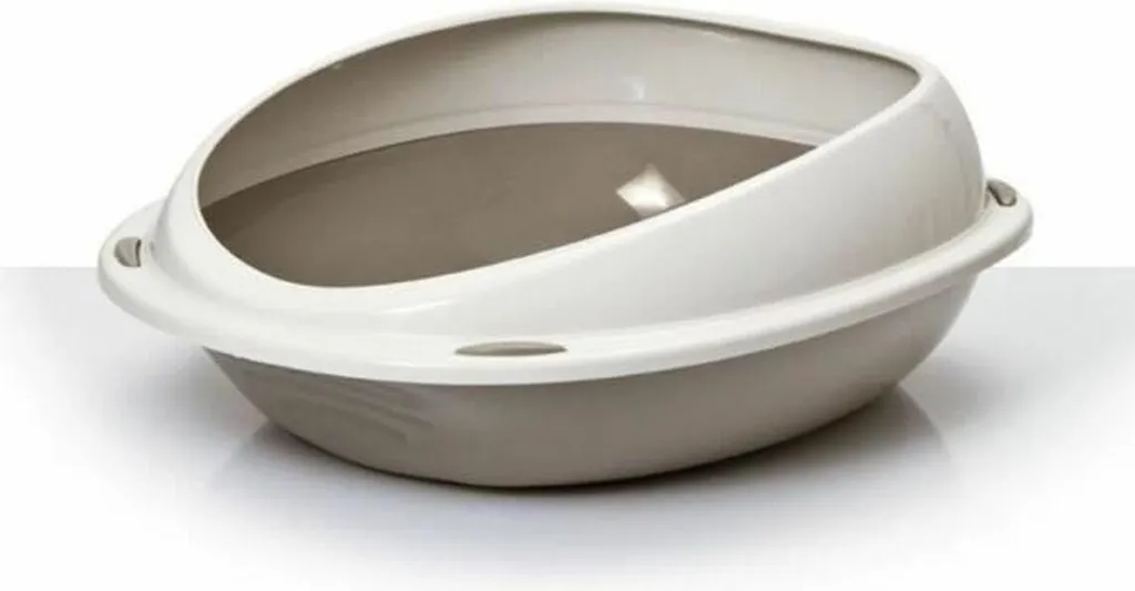 Bac à litière Aimé 45 x 36 x 15,5 cm Beige Taupe en Plastique Robuste