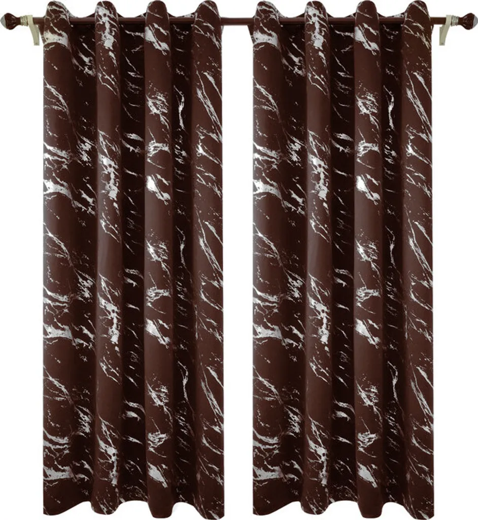 Rideaux Isothermes Marron Effet Marbre - Occultation Totale 132x213 cm