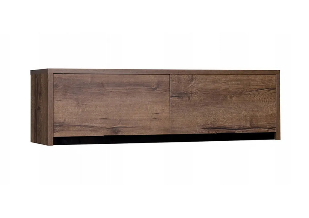 Armoire murale design PEORIA Noir Brillant et Chêne Monastère 120cm