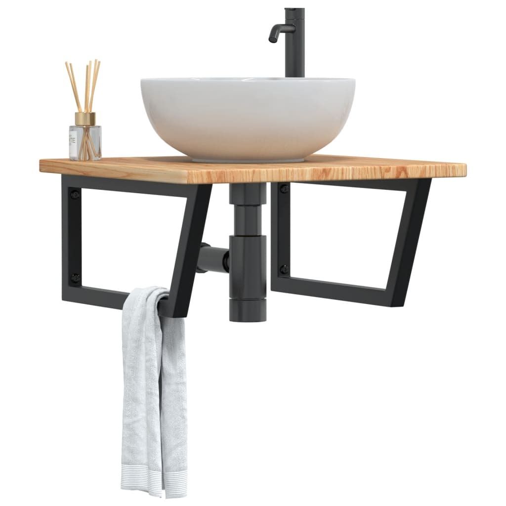"WINTER SALE"Waschtischplatte/Badezimmermöbel- modernes Design - mit Halterung Stahl und Massivholz Eiche Promotion448110 - Badezimmerschränke