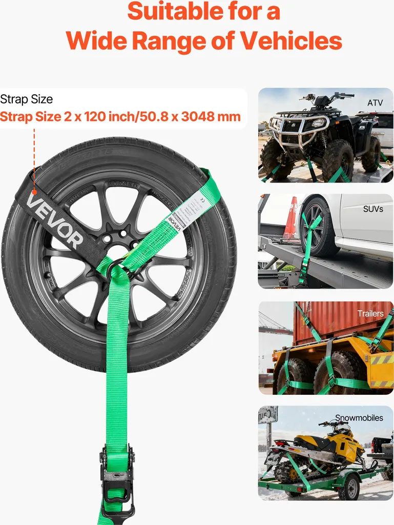 Sangle de Transport pour Remorque et Moto Kit de Fixation Roue 3m - 4