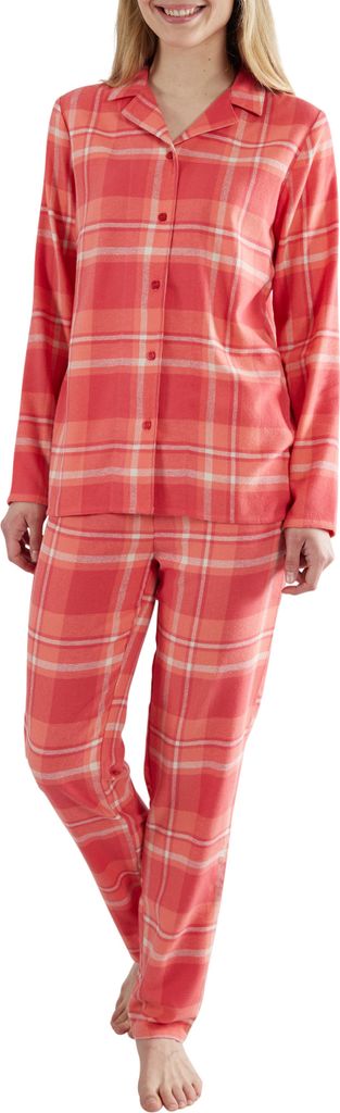 Götzburg Damen Flanell-Pyjama Set – Langarm, Knopfleiste, 100% Baumwolle, kariert, Herbst/Winter Größe: 42