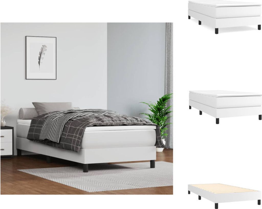 vidaXL Boxspringbett Weiß 100x200 cm Kunstleder - Betten & Bettgestelle