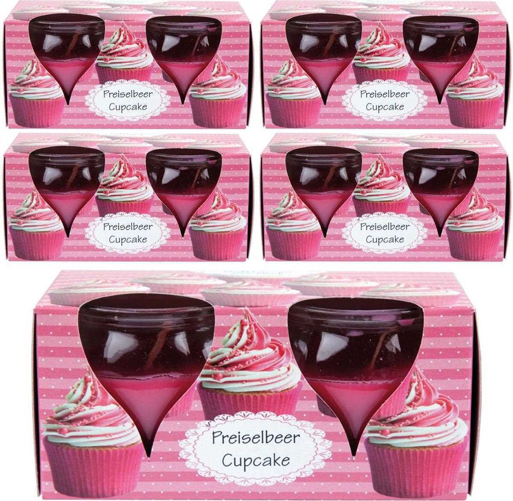 Duftkerzen Creation 10er Pack im Glas, lange Brenndauer und angenehmer Duft ( Preiselbeer Cupcake )